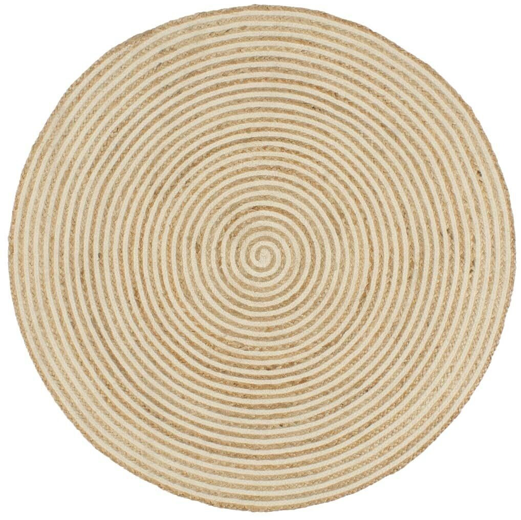 VidaXL Round jute rug with spiral pattern white 90 cm
