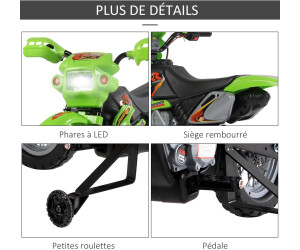 HOMCOM Moto Eléctrica Infantil 6V Con Ruedas De Apoyo, Luz Y Música – Para Niños De 3+ Años, Velocidad 2 Km/h, Roja