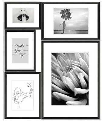 The Wall Art Bilder-Collage-Set Never Give Up 5-teilig gerahmt 53x65 cm  schwarz weiß ab 19,95 € | Preisvergleich bei