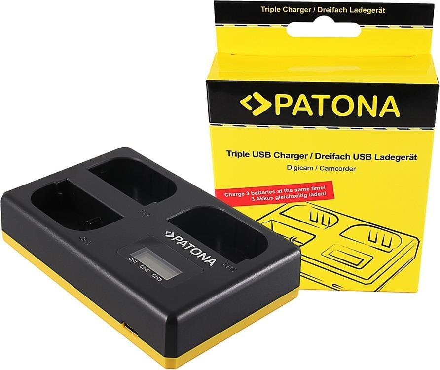Patona USB Triple Ladegerät f. Canon LP-E6