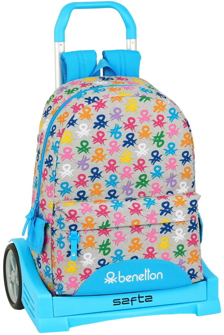 Safta BENETTON Ergonomic Backpack 758 with Safta Evolution Trolley