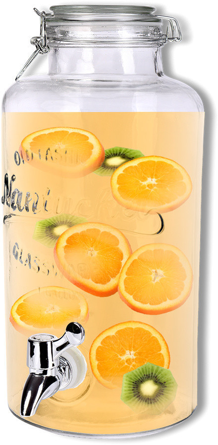Schramm Beverage dispenser approx. 3.8 liters with wire clip closure 32cm Ø 14cm tap bottle Weckglasoptik juice dispenser