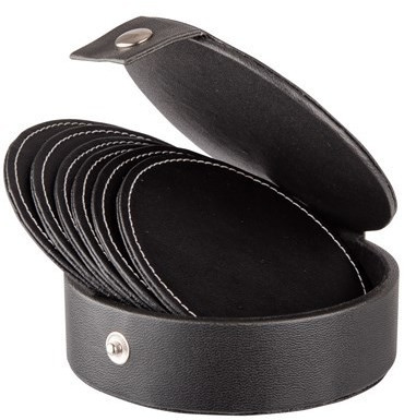 Dorre Glass coasters 6-pack black synthetic leather