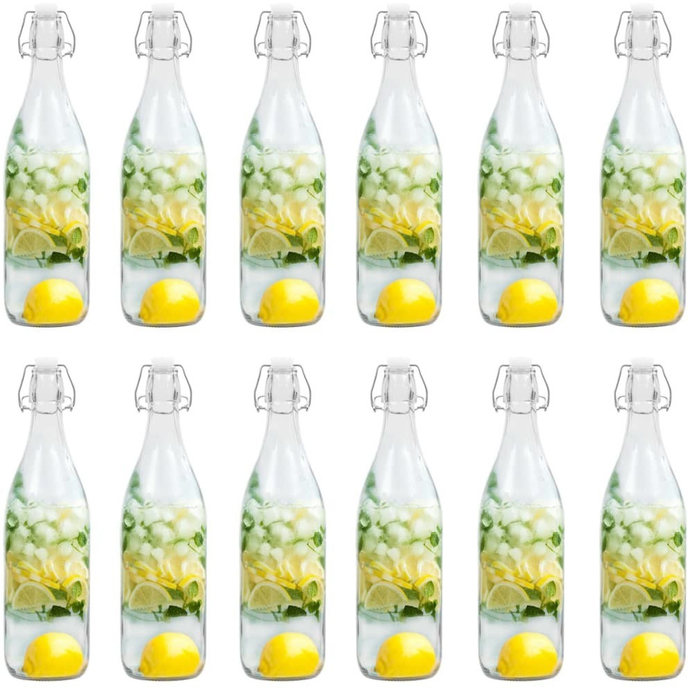 VidaXL Glass Bottle with Swing Top 1 l (12 pcs)