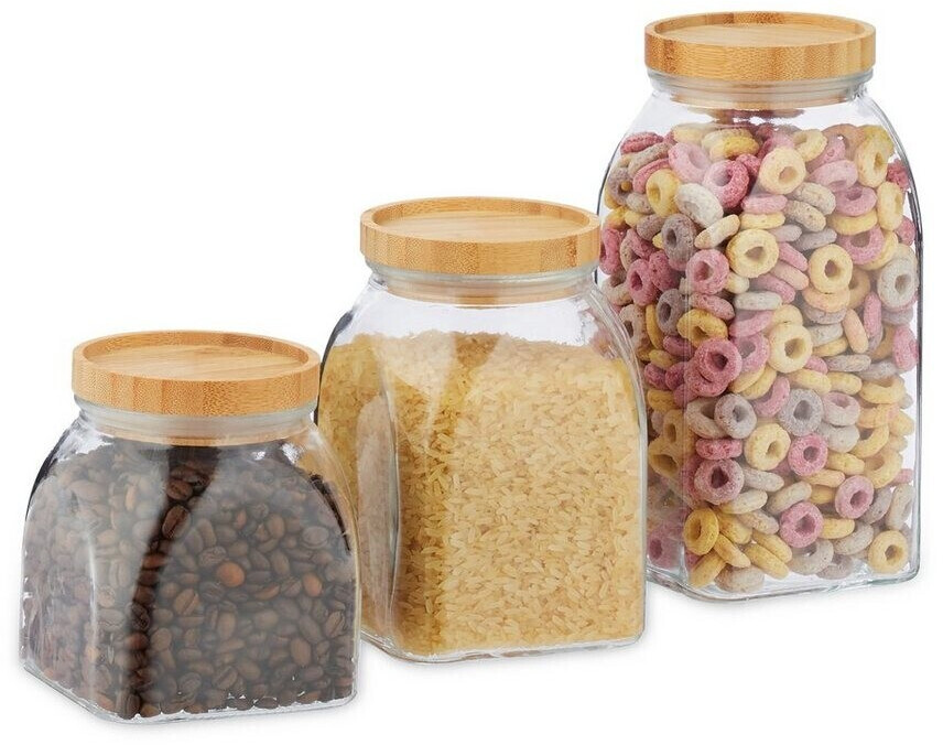 Relaxdays Glass Jar Set 3 pcs