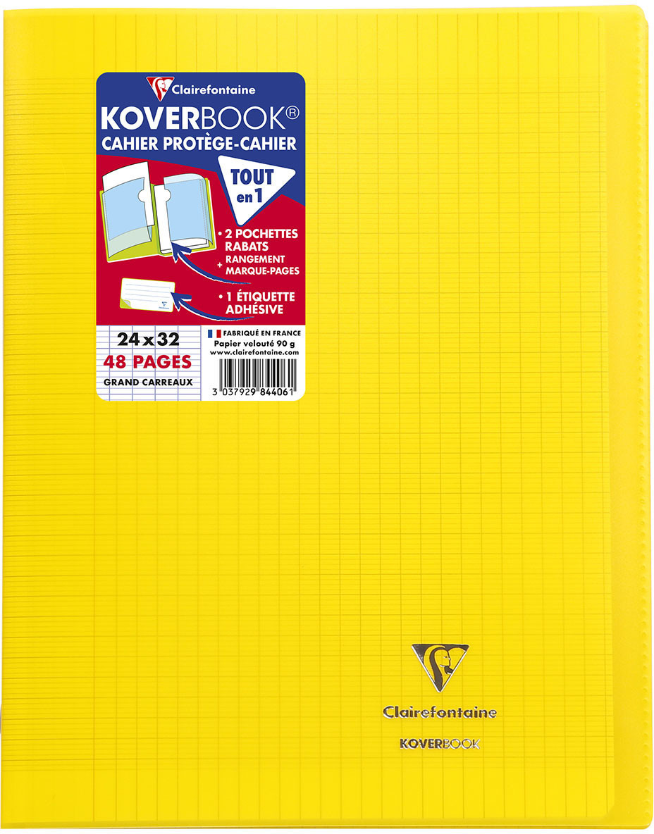 Clairefontaine Koverbook 24 x 32 cm 48 pages grands carreaux jaune au  meilleur prix sur
