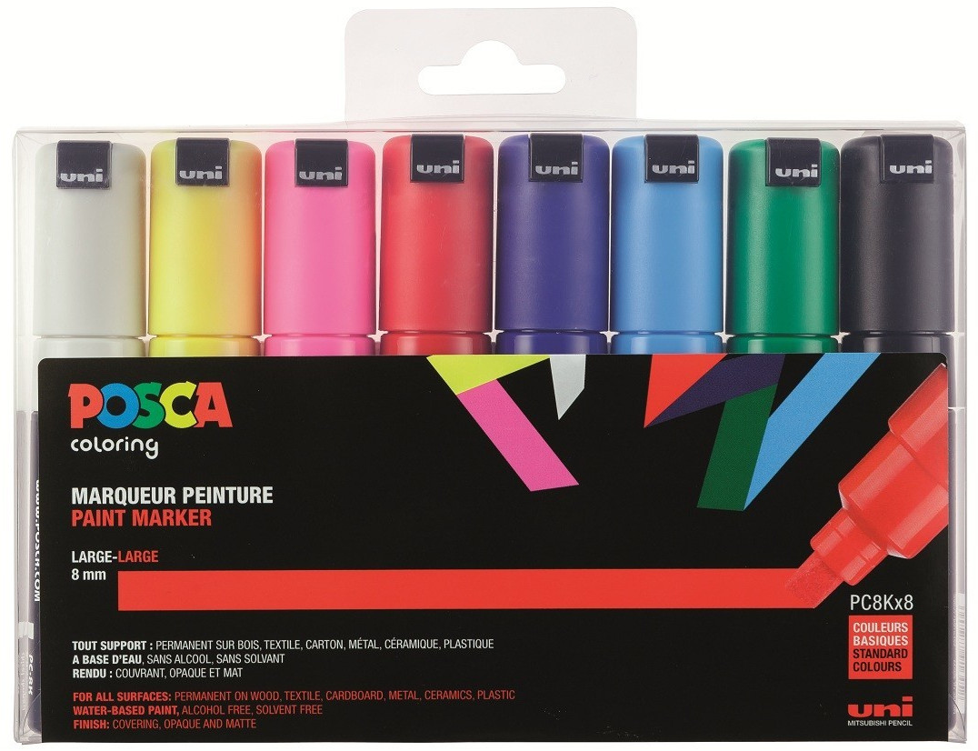 Uni Mitsubishi Pencil Posca PC-8K 8 pièces couleurs basiques