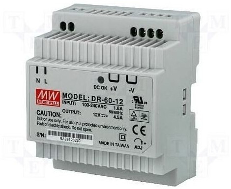 Mean Well Alimentation rail din 12 V 4,5 A