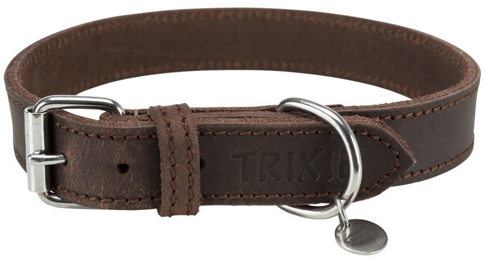 Photos - Collar / Harnesses Trixie Leather Collar dark brown M-L 