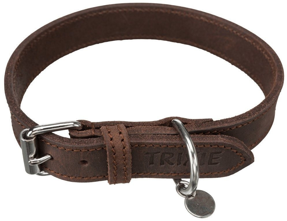 Photos - Collar / Harnesses Trixie Leather Collar dark brown M 