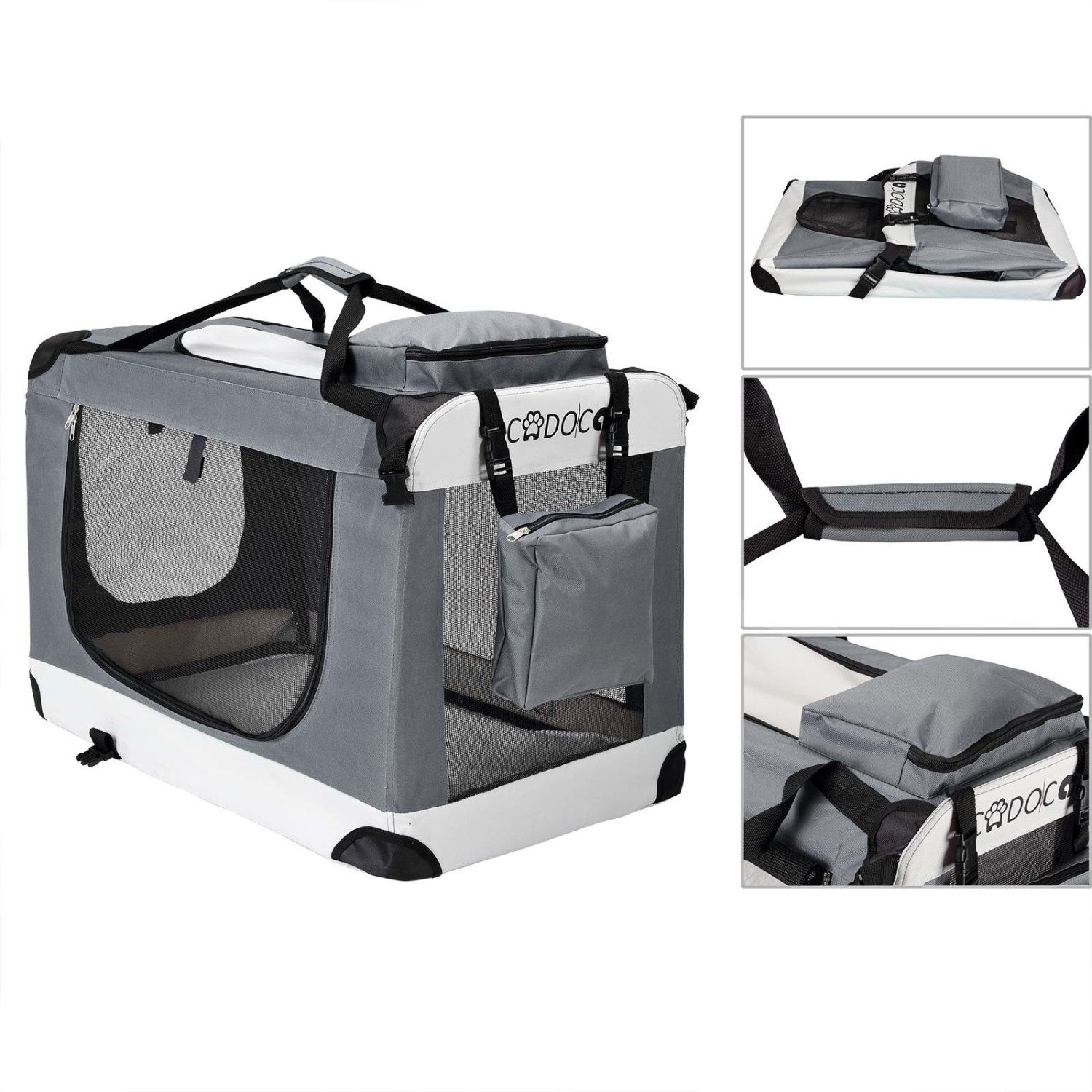 Cadoca Caisse de transport pour chien M Grey
