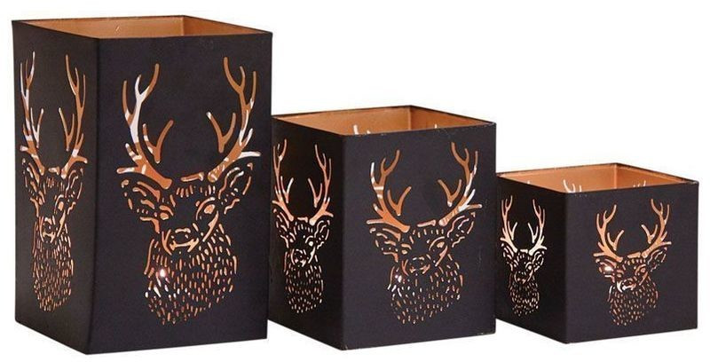 Aubry Gaspard Photophore carré tête de cerf (lot de 3)