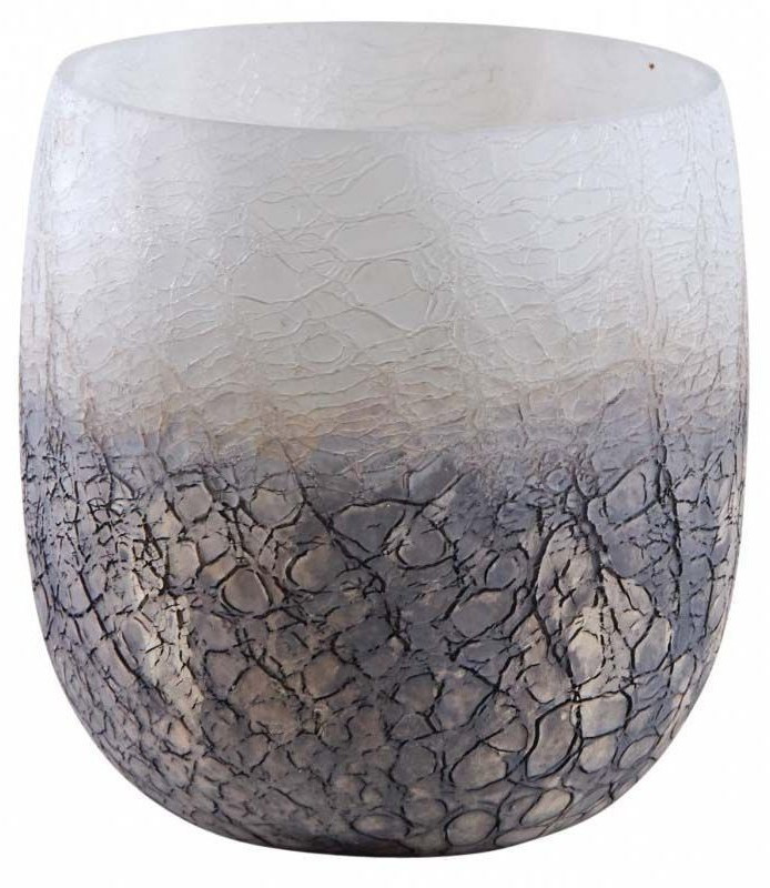 Aubry Gaspard Photophore verre givré doré et blanc 15 cm