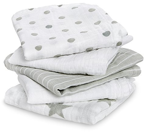 aden + anais Muslin Squares 5-Pack dusty grey
