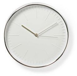 Nedis Horloge murale circulaire blanc et argenté
