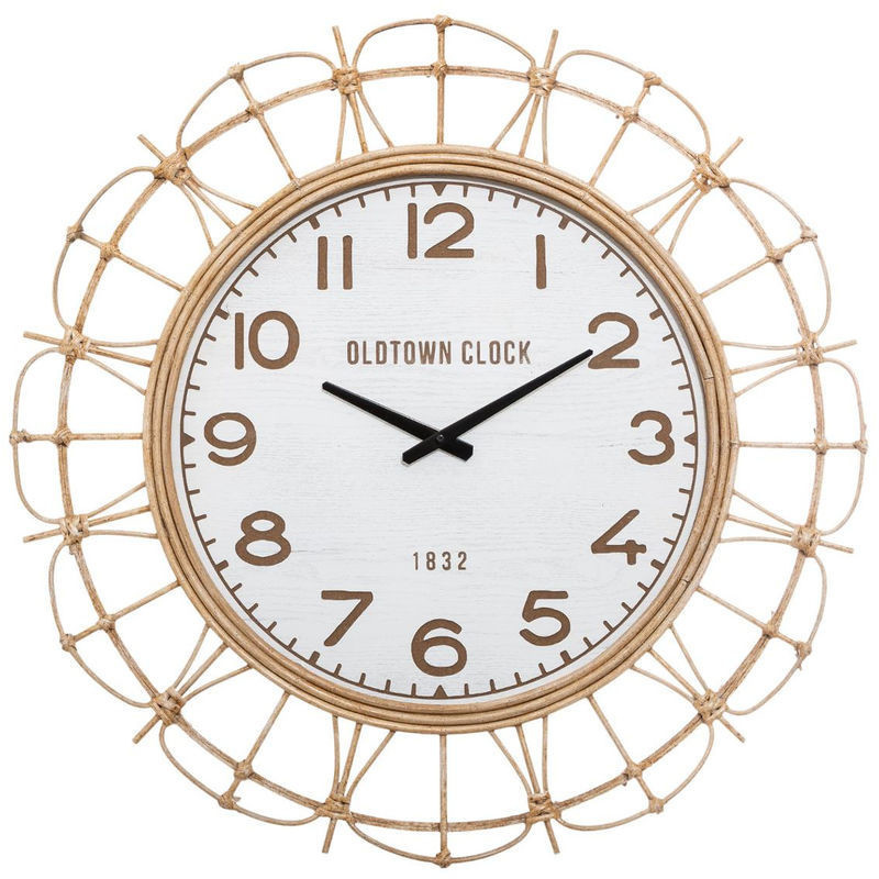 Atmosphera Grande horloge murale rotin