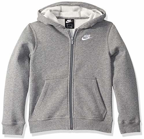 Nike Sportswear Club Older Kids' Full-Zip Hoodie carbon heather/smoke grey/white