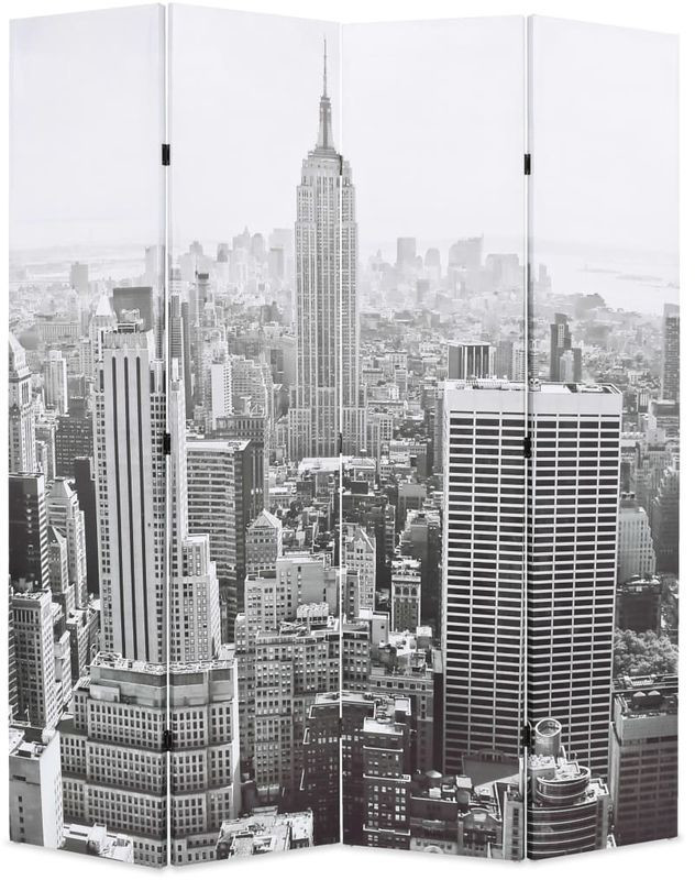 VidaXL Cloison de séparation pliable New York noir et blanc 160 x 170 cm