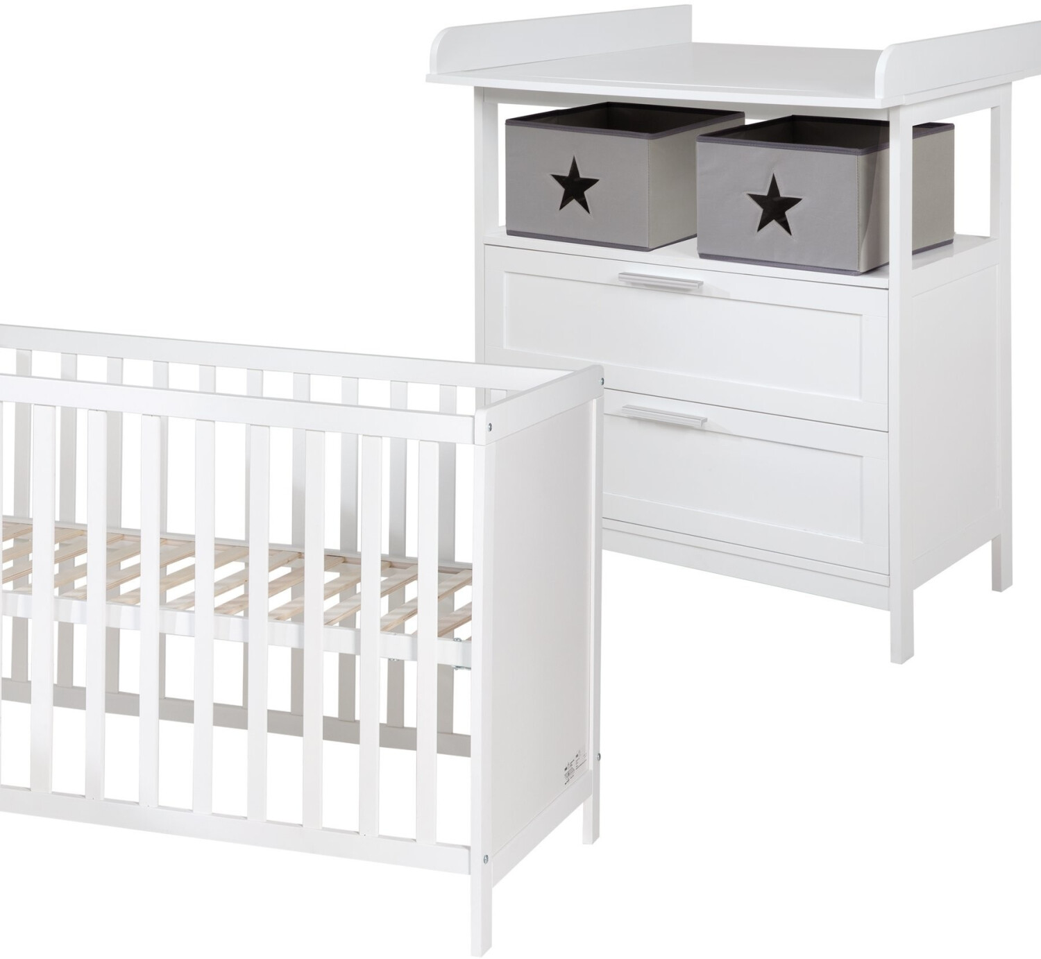 Roba Baby Room Set incl. Changing Table Hamburg and Baby Cot, white