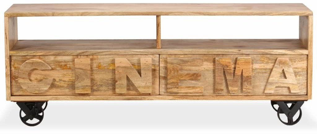 VidaXL Meuble TV cinema bois de manguier 120 x 30 x 48 cm