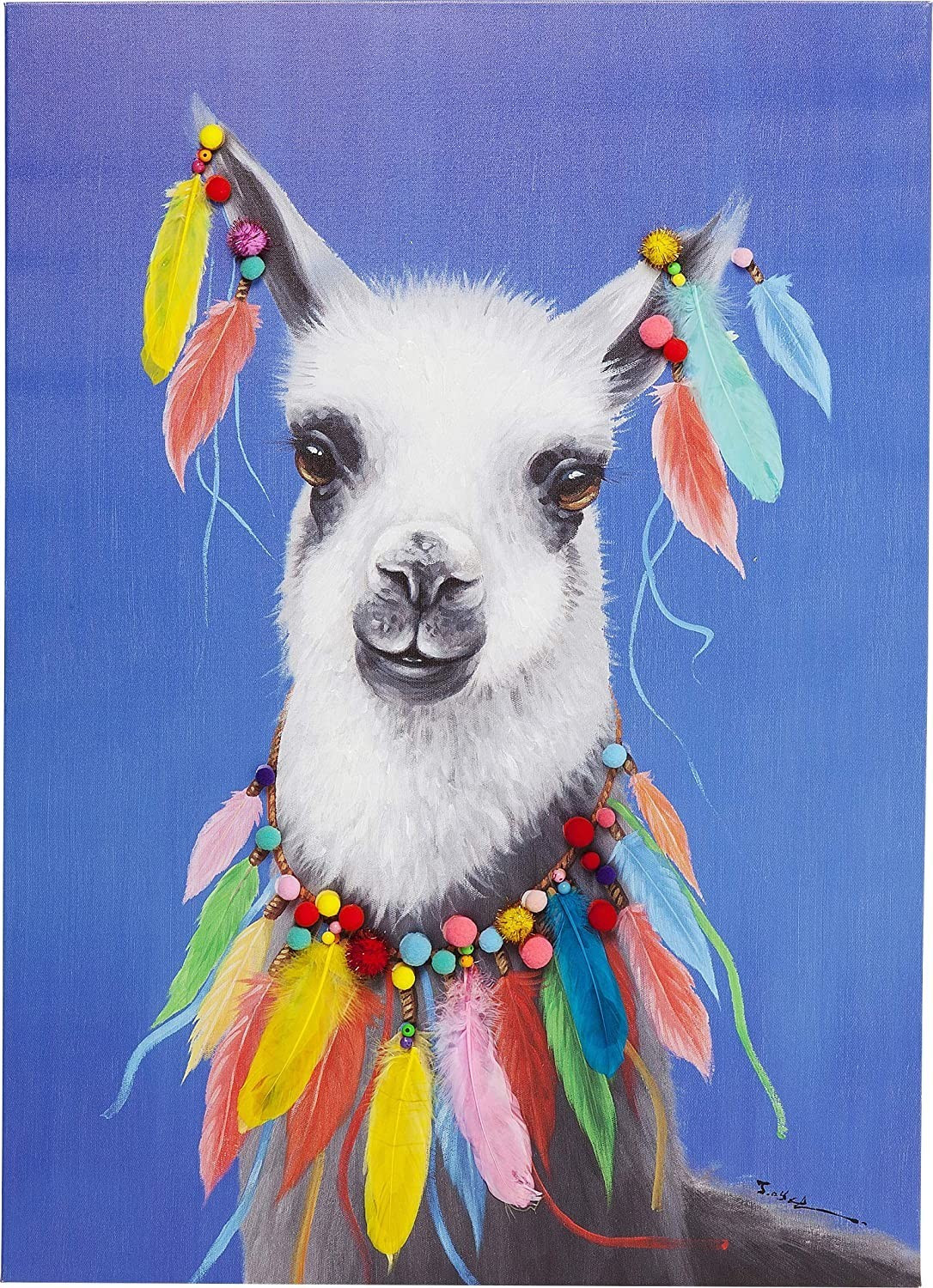 KARE Toile imprimée pom pom lama XXL violet