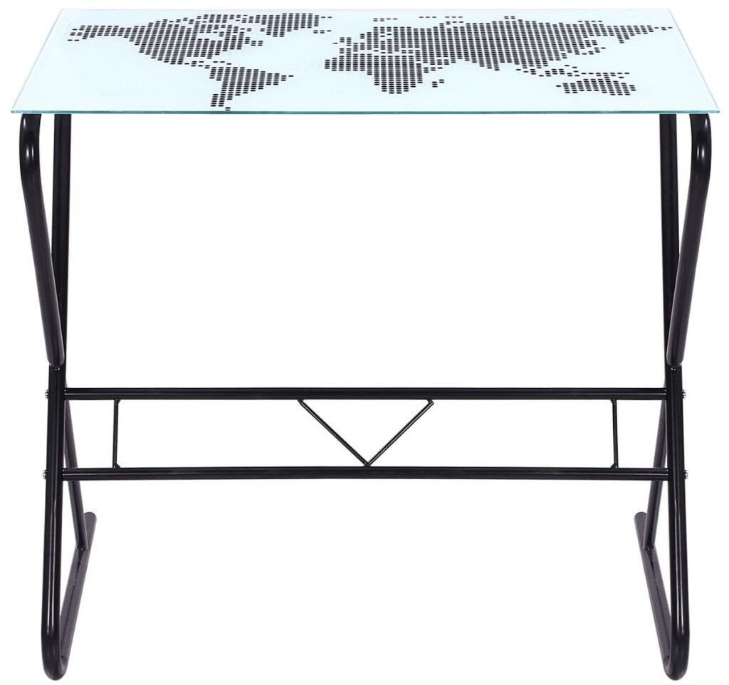 VidaXL Bureau en verre motif carte du monde