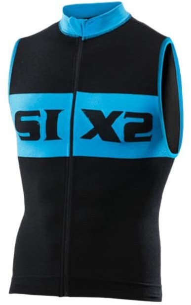 SIX2 Luxury Sleeveless Bike Jersey Black / Light blue