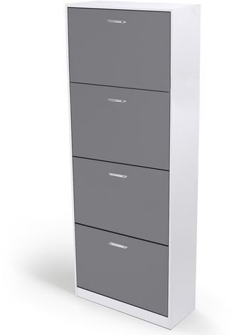 IDMarket Meuble à chaussures classeur 4 portes gris