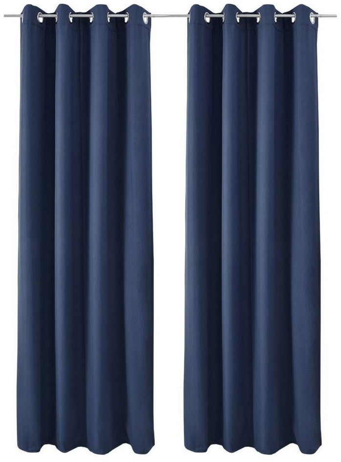 Beautissu Amelie Luna Thermo 140x245cm Eyelet Curtain (2 pcs.) Blue