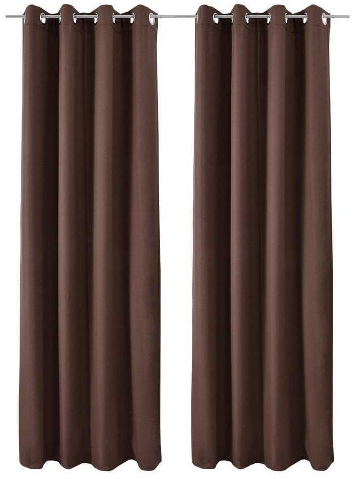 Beautissu Amelie Luna Thermo 140x245cm Eyelet Curtain (2 pcs.) Brown