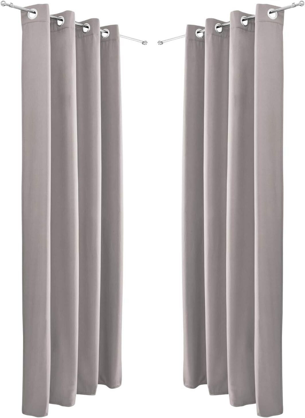Beautissu Amelie Luna Thermo 140x245cm Eyelet Curtain (2 pcs.) Grey