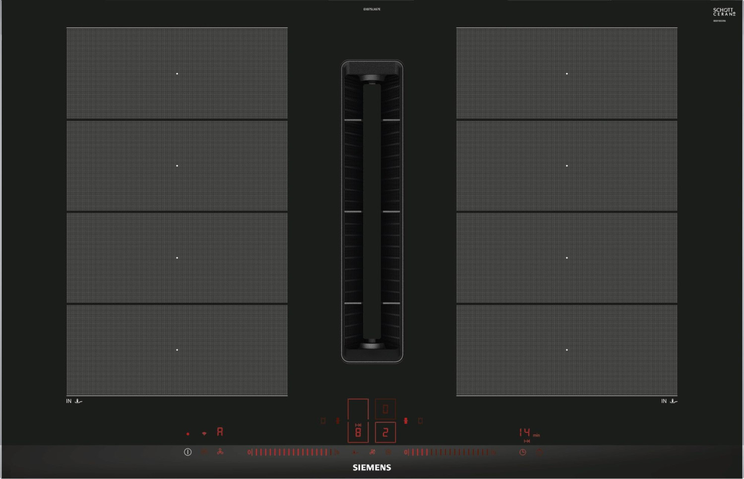 Siemens EX875LX57E iQ700, Placa de inducción con extractor integrado, 80 cm