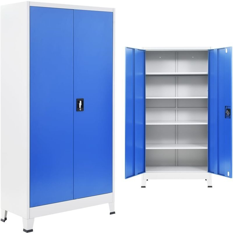 VidaXL Armoire de bureau 90 x 40 x 180 cm bleu et gris