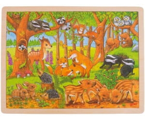 Goki Einlegepuzzle Tierkinder II Steckpuzzle Holzspielzeug Lernpuzzle 