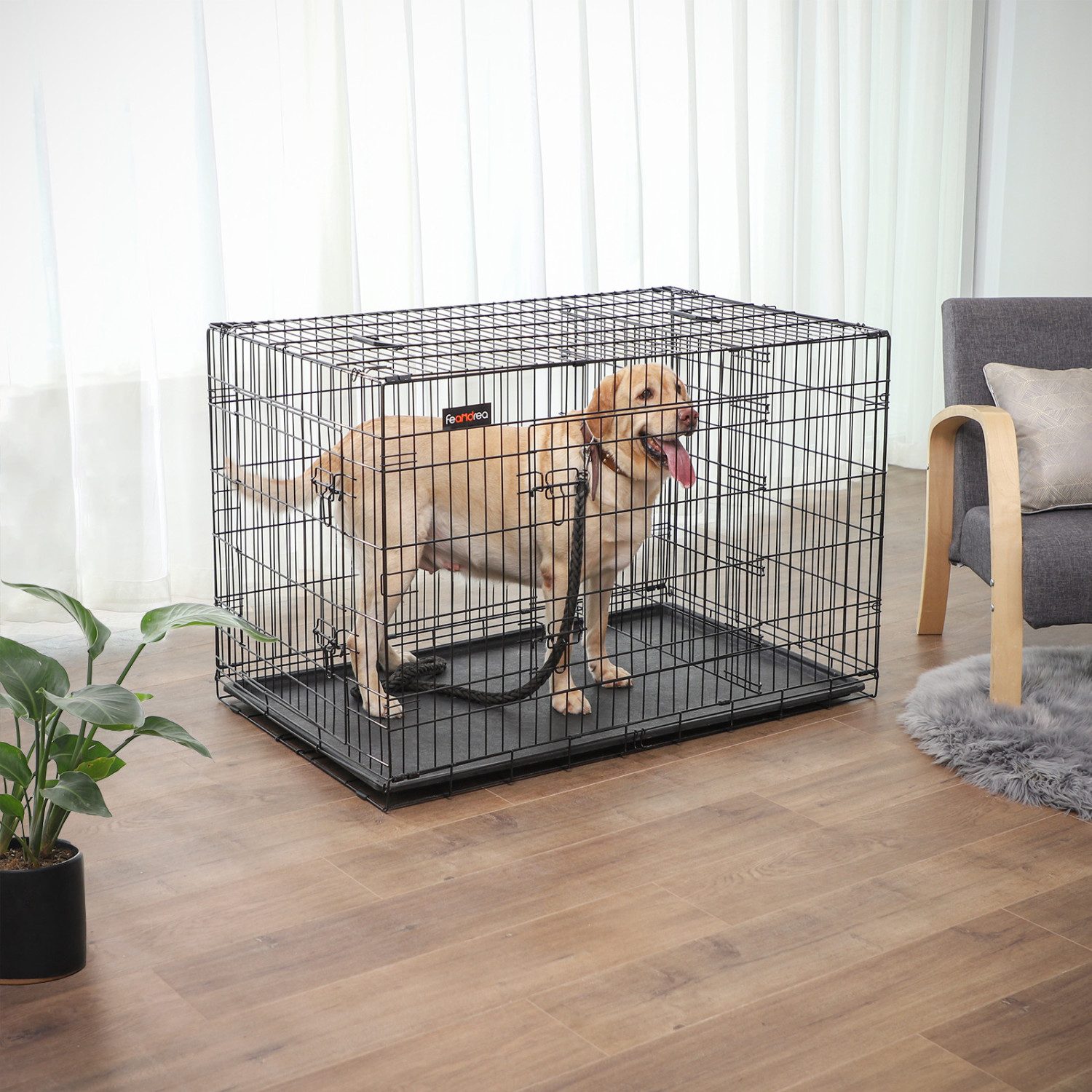 Feandrea Cage de transport Black Wire Large Dog Crate Feandrea Cage de transport Black Wire Large Dog Crate
