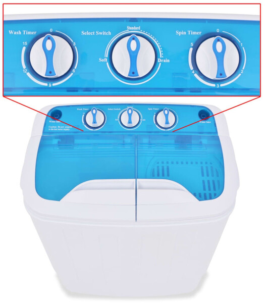 vidaXL Mini-Waschmaschine mit Schleuder und 2 Kammern 5,6 kg, Bild 6