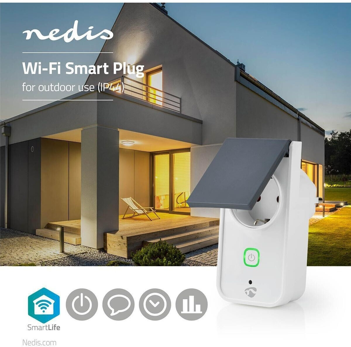 Prise intelligente SmartLife, Wi-Fi, Wattmètre, 3680 W