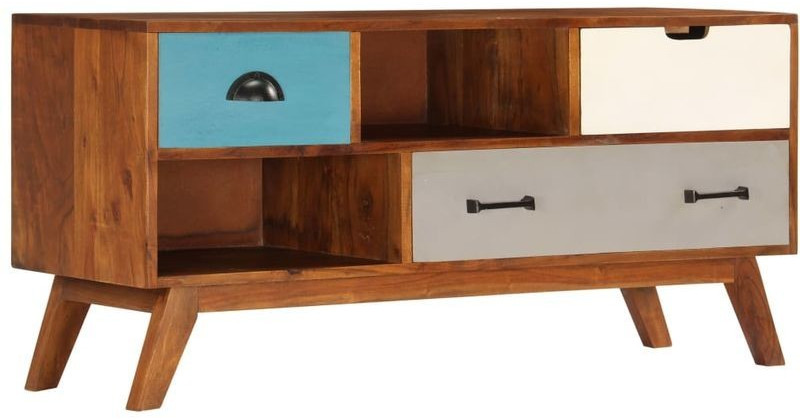 VidaXL Meuble TV 3 tiroirs en bois d'acacia 110 x 35 x 50 cm