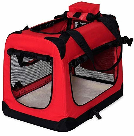 Dibea Caisse de transport pliable pour chien S rouge