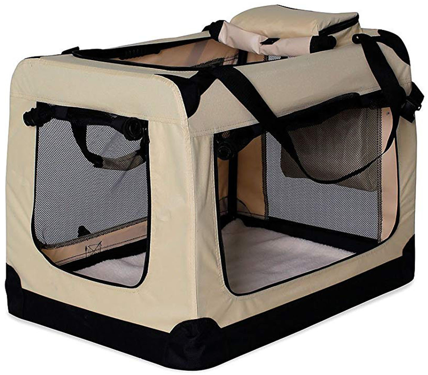 Dibea Caisse de transport pliable pour chien M beige
