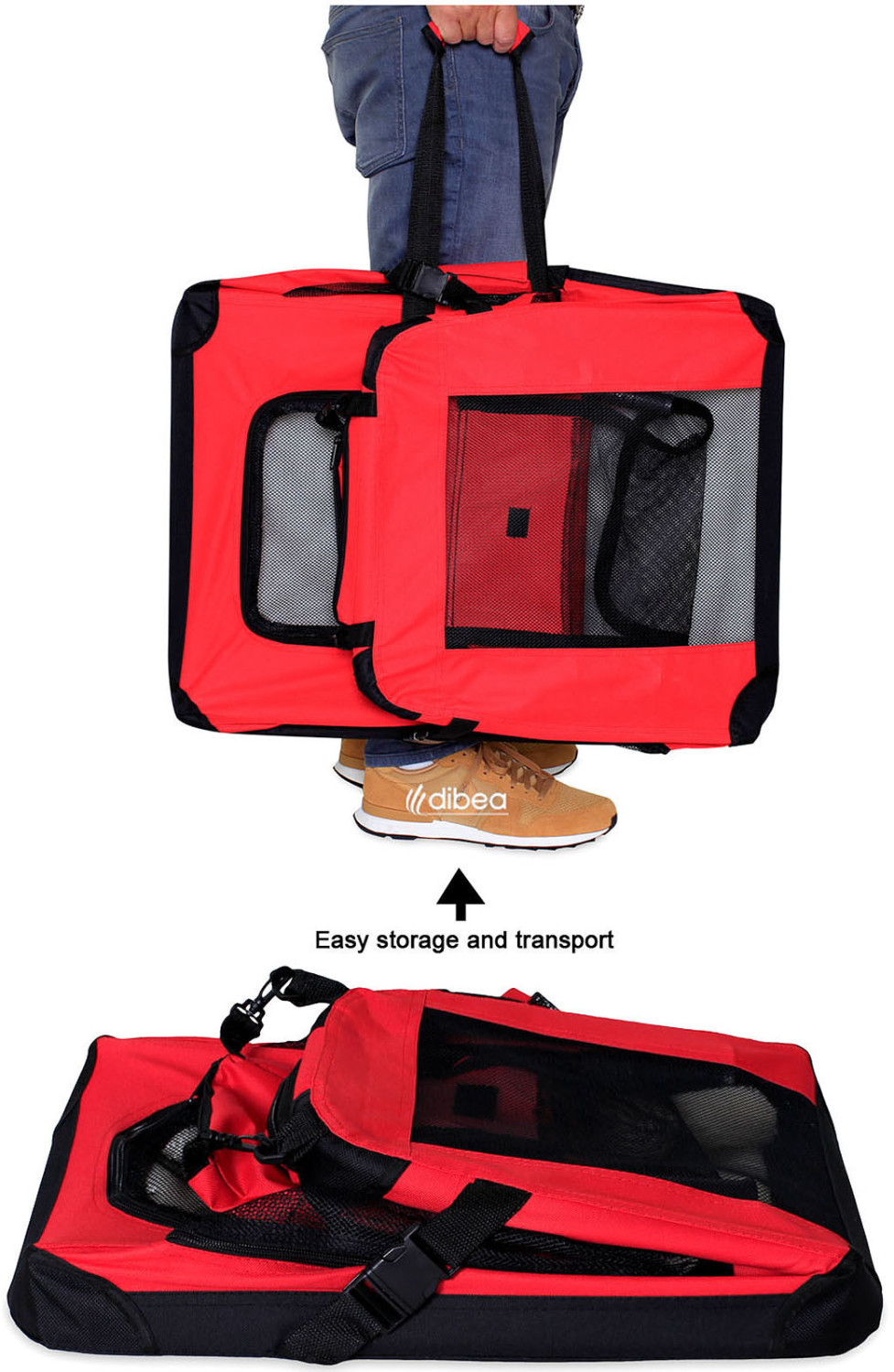 Dibea Caisse de transport pour chien L rouge