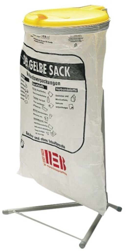 VAR Waste collector for 120l bags H920xW500xD530mm frame gray with plastic lid yellow