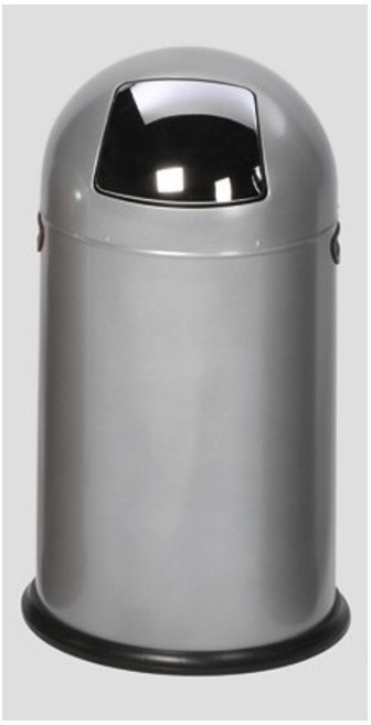 VAR Waste bin 40 L without foot pedal, silver 37 l