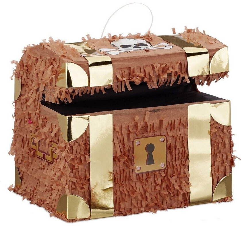 Relaxdays Hanging Treasure Chest Piñata Brown