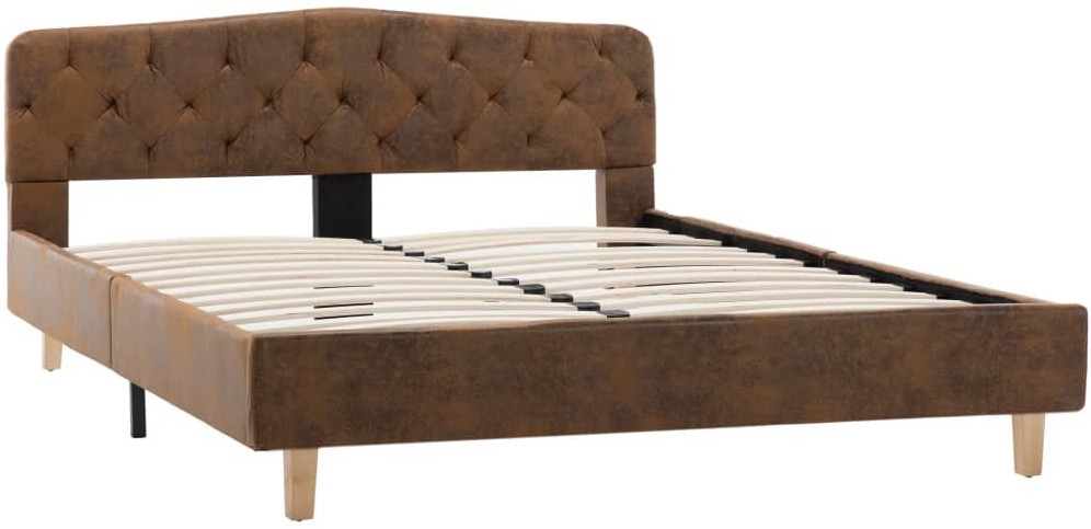 VidaXL Cadre de lit capitonné similicuir marron 140 x 200 cm