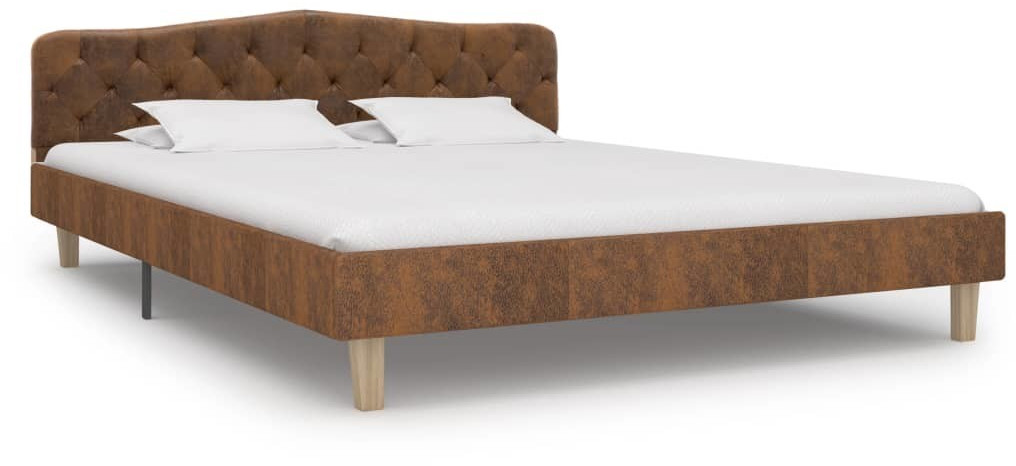 VidaXL Cadre de lit capitonné similicuir marron 160 x 200 cm