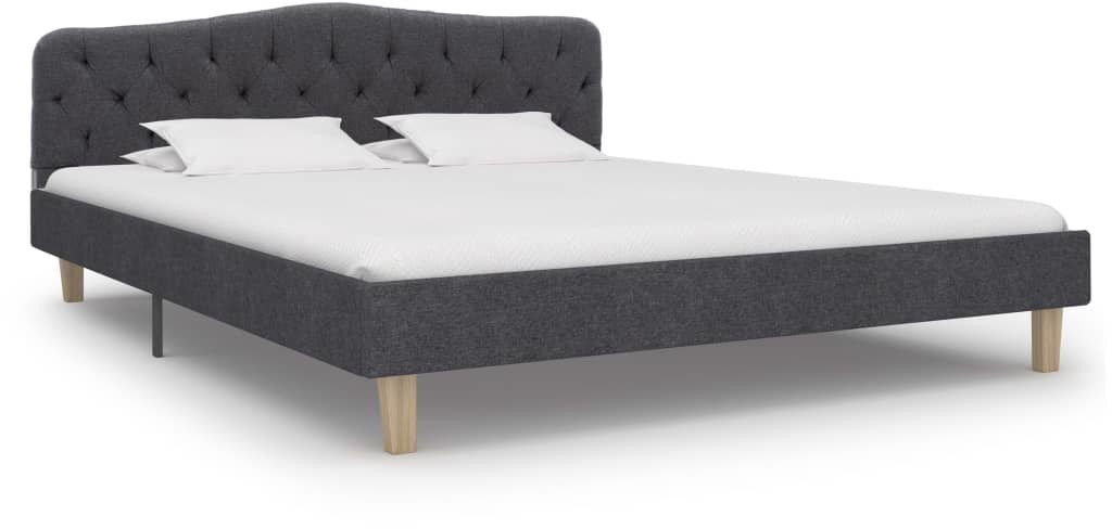 VidaXL Cadre de lit capitonné gris foncé 160 x 200 cm