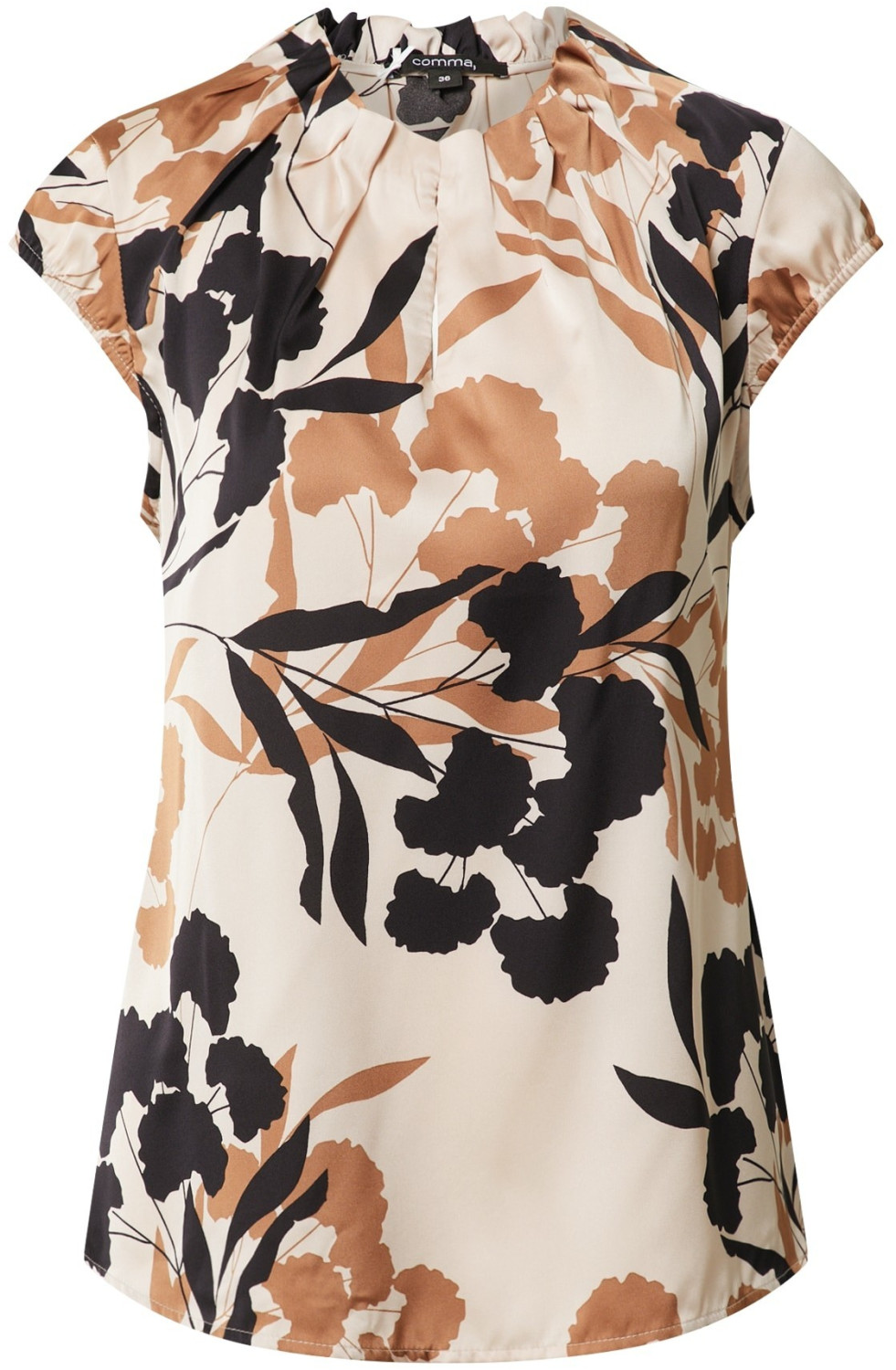 Comma High-neck blouse (85.899.12.1332) beige shadow flowers