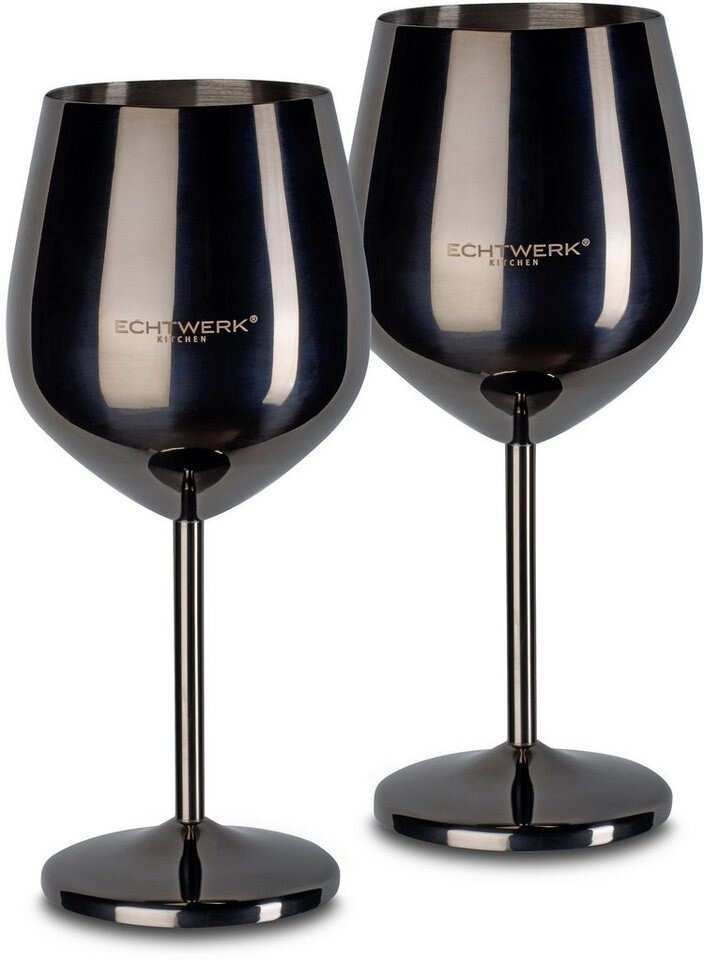 Echtwerk Wine glass (2 pcs), stainless steel, PVD coating, black