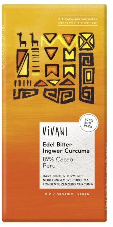 Vivani Dark Ginger Turmeric 89% Cocoa Peru Organic (80g)